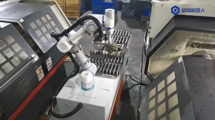 越疆機器人,越疆機器人應用案例,焊接機器人,裝配機器人,越疆協(xié)作機器人、液壓管接頭機加工上下料